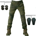 Men Motorcycle Jeans Combat Pants Denim Biker Army Green Trousers Knee Pads Cool