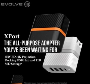 Evolve III XPort 65W 512GB 3-in-1 Portable Charging, Storage & Cable Hub Adapter - Picture 1 of 11
