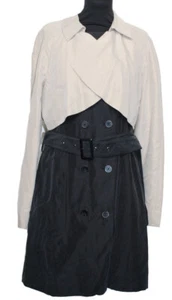 DAMEN MANTEL KURZMANTEL TRENCHCOAT SCHARZ BEIGE BOLERO MANOUKIAN Gr. 38 NEU - Bild 1 von 7