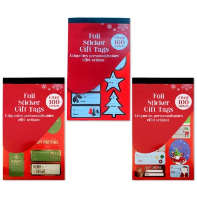 VR ANGLE VR Angel Christmas Cute & Traditional Foil Sticker Gift Tags - 100 Label