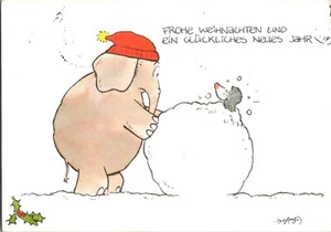 Elephant Art Snowball Leendert Jan Vis Continental Postcard CB1 - Picture 1 of 2