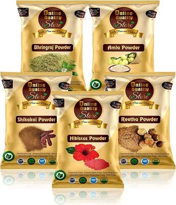 ONLINE QUALITY Amla Reetha Shikakai, Bhringraj and Hibiscus Powder for Hair, 200g