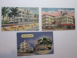 MIAMI BEACH Vintage Art Deco Leinen Postkarten 1940er Gaylord Carlyle Richmond - Bild 1 von 2
