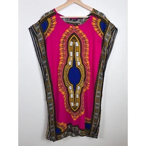 Kushifushi Caftan Dress Dashiki Print Bohemian Festival Cover Up One Size - Picture 1 of 7