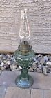 Antique Victorian Pedestal Glass Oil Lamp Embossed Flower Pattern 18"