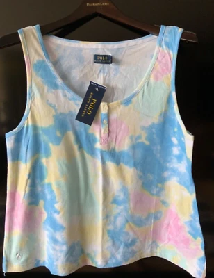 Polo Ralph Lauren Mezcla de Algodón Tie Dye Pony Camiseta sin Mangas Nueva con Etiquetas Talla XL Mujer Foto 1 de 4