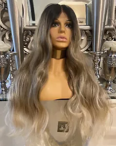 blonde lace front Wig Luxury Natural Style Wig Lace Front Part Wig Dark Root Wig - Picture 1 of 11