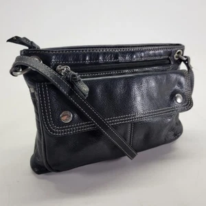 Fossil Crossbody Leather Handbag Organizer Purse Black - Picture 1 of 9