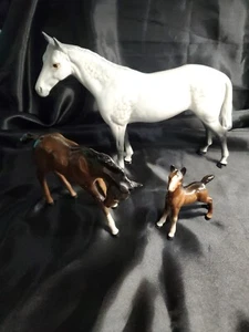 Caballos vintage Beswick Inglaterra gris moteado brillante y marrón en perfecto estado - Imagen 1 de 22