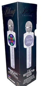 Bluetooth Karaoke Microphone & Led Light-Up Speakers Bling Silver NWT Sealed $55 - Picture 1 of 11