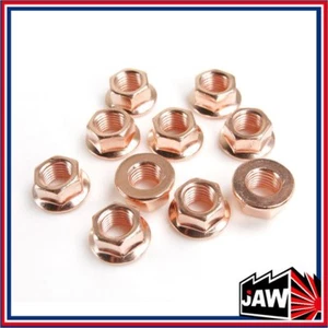 10 Pcs M10 x 1.5 Copper Exhaust Manifold Lock Nut 15mm Hex (wrench size) - Picture 1 of 1