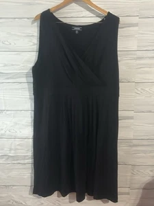 Vestido midi Lands End para mujer sin mangas envolvente sintético frente cruzado talla 2X negro j352 - Imagen 1 de 4