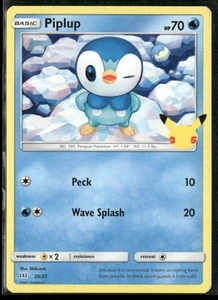 2021 McDonald's 25th Anniversary Promo Non-Holo TGC Piplup Pokemon Card #20 - Picture 1 of 2