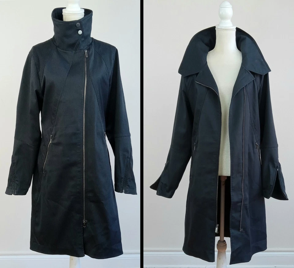 Chaqueta gabardina de lluvia grande NAU para mujer negra Shroud of Perrin Grunge con cremallera Foto 1 de 4