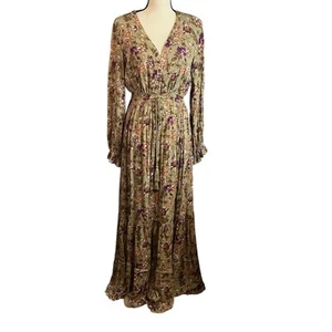 Sweet Lemon | NEW Women's Olive Green Orange Floral Festival Maxi Dress Sz M - Picture 1 of 7