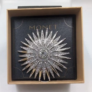 NIB Monet Jewelry Pin Starburst Silver Color - Picture 1 of 4