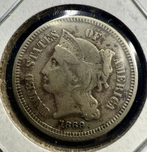 1869 Three Cent Nickel – Great Detail – Nice Collector Coin - Picture 1 of 4