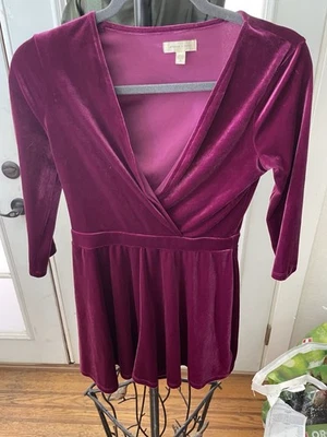 Mini vestido para mujer Silence + Noise. Talla S. Terciopelo Borgoña. Mangas 3/4. Foto 1 de 4