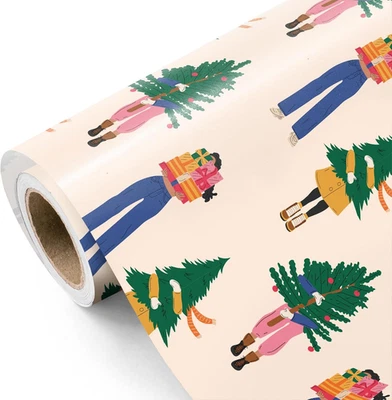 Funny Christmas Wrapping Paper - Mini Roll - 17 Inch X 16.5 Feet - Tree Toting G - Image 1 of 4