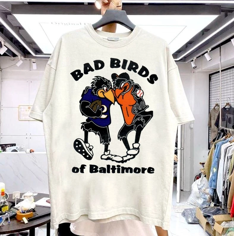 BAD BIRDS OF BALTIMORE RAVENS ORIOLES short sleeve retro shirt KV42079 - Image 1 of 1