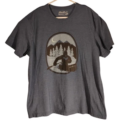 Eddie Bauer Camiseta Hombre XL XLarge Azul Pie Grande Sasquatch Gráfico Camiseta Senderismo Foto 1 de 4