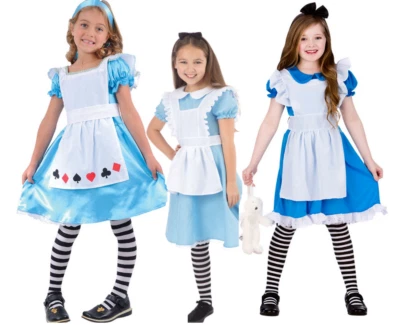 Alice Costume Girls Book Day Storybook Fancy Dress Outfit Kids Age 3-13 - Image 1 of 4