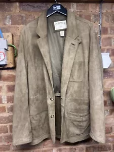 Orvis Seude Leather Hacking Blazer Jacket Adult 48T Soft Brown 2 Button - Picture 1 of 7