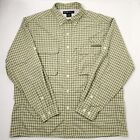 ExOfficio Shirt Mens L Green Plaid Long Sleeve Button Up Vented Fishing Camping
