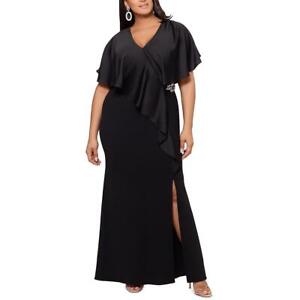Xscape Womens Ruffled Embellished Formal Maxi Dress Gown Plus BHFO 0348