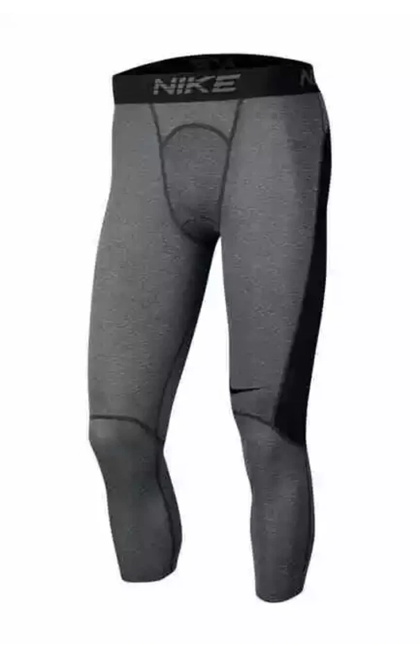 Nike Pro Gray Black 3/4 Base Layer Tights Men's Small CJ4823-084 Dri-Fit New - Image 1 of 4