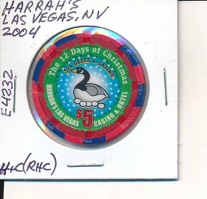 $5 CASINO CHIP-HARRAH'S LAS VEGAS NV 2004 H&C(RHC) #E4232 GAMING ROUGH EDGE - Picture 1 of 2