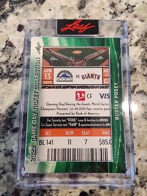 2022 Leaf Opening Day Ticket!!! Buster Posey San Francisco Giants 4/13/2015 🔥  - Image 1 of 3