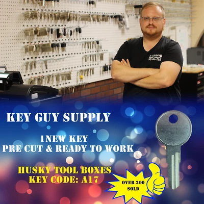 A17 Key. 1 key FOR HUSKY TOOL BOX, Home Depot, Licensed locksmith. Cut to code.