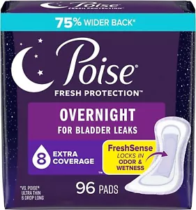Poise Overnight Inkontinenzeinlagen für Damen, Overnight Größe 8, 96 Stück ✅ - Bild 1 von 1