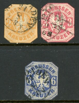 Germany States 1867 Prussia 2K Orange-3Kr Rose-6Kr Ultra Scott #24-26 VFU G305 - Image 1 of 2