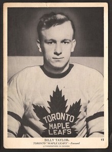 1939-40 BILLY TAYLOR Rookie HOCKEY Card OPC V301-1 TORONTO MAPLE LEAFS Card #15