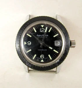 Vintage Andre Rivalle Swiss Skin Diver 17 Jewels Men's Wristwatch - Picture 1 of 14