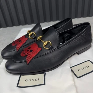 GUCCI Horsebit Jordaan Skull Embroidered Loafer Black Leather 8 G 8.5 US 42 EUR - Bild 1 von 23