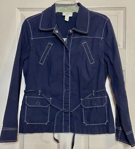 LOFT Shacket donna taglia 14P blu navy manica lunga colletto bottoni a pressione davanti usato in ottime condizioni - Foto 1 di 3