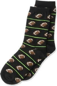 Hot Sox Boys' Big Sports Series Novelty Casual Crew Socks, Football Black S/M - Picture 1 of 1