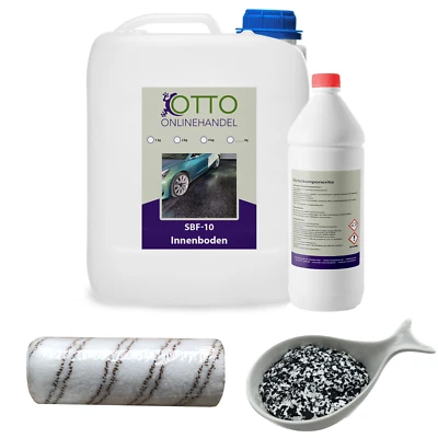 OTTO-ONLINE-HANDEL SBF-10 5kg Silbergrau Epoxidharz Set Bodenbeschichtung inkl. Farbchips und Walze