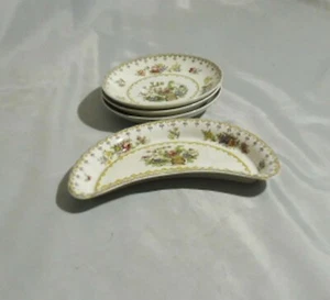 Peplow v. Spode , 1 Halbmondschale 21x10,5 cm + 3 Untertassen Ø 15,5 cm - Bild 1 von 2