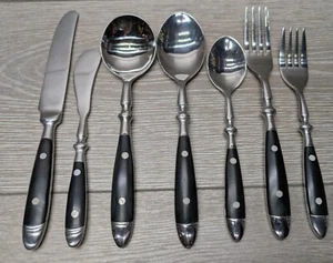 CHEFS Bistro Schwarz Edelstahl 2 Nieten Besteck 7-teiliges Gedeck Set - Bild 1 von 9