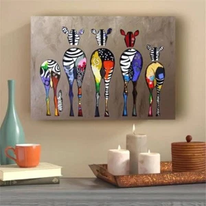 Zebra Bum Canvas Graffiti Wall Art Picture Multi Coloured Large 60cm x 40cm 201 - Picture 1 of 7