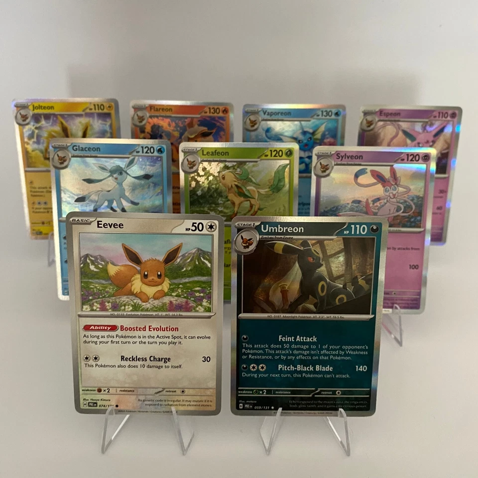 Pokemon Prismatic Evolution Eevee Set | Umbreon Sylveon Glaceon Jolteon .. EN - Bild 1 von 1