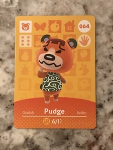 Tarjeta Pudge 064 Animal Crossing Amiibo Auténtica Nintendo Como Nueva De la Serie 1 - Imagen 1 de 1