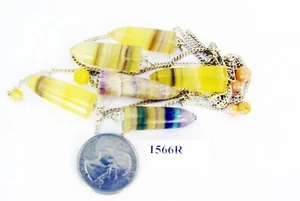 Piedra curativa péndulo adivino facetado florita arco iris natural 1566R PERO - Imagen 1 de 1