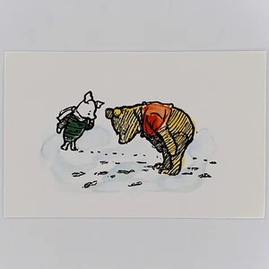 Klassische Winnie Puuh Postkarte Ferkel Woozle Spuren Schnee Milne Shepard Disney - Bild 1 von 2