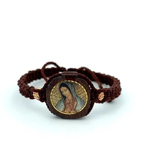 Our Lady of Guadalupe Brown Handmade Bracelet Knotted Rope Adjustable NEW - Picture 1 of 4
