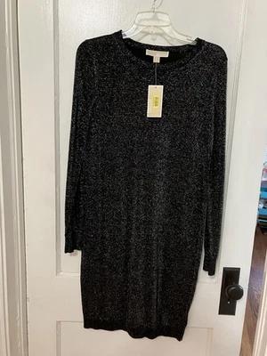 NWT Michael Kors Women's Black Metallic Sweater Party Dress Size Small - Image 1 of 4